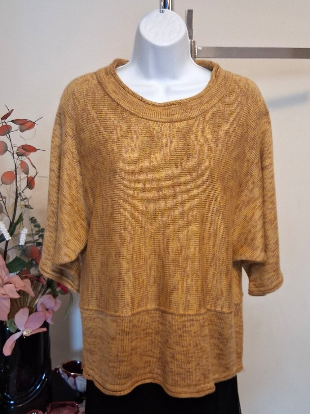 Quality Soft Warm Knit 100% Cotton Cardigan Sweater Batwing Sleeves M Yellow